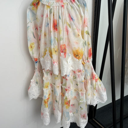 ZIMMERMANN 26S LACE-TRIM SMOCKED MINI DRESS 267
