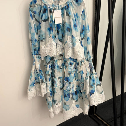 ZIMMERMANN 26S LACE-TRIM SMOCKED MINI DRESS 268