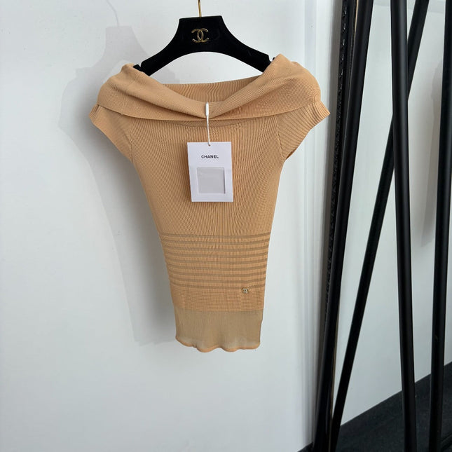 CHANEL 26S OFF-SHOULDER KNIT TOP 1362