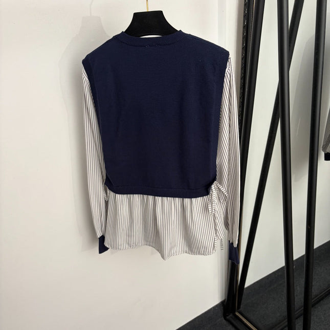 LOEWE 26S LAYERED KNIT VEST STRIPED SHIRT 558