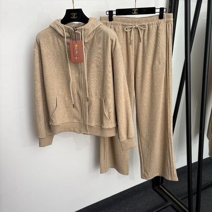 LORO PIANA 26S ZIP-UP HOODIE WIDE-LEG PANTS SET 1000