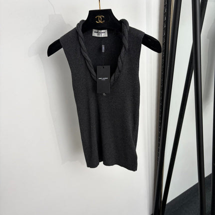 YSL 26S SLEEVELESS DRAPED NECK KNIT TOP 489