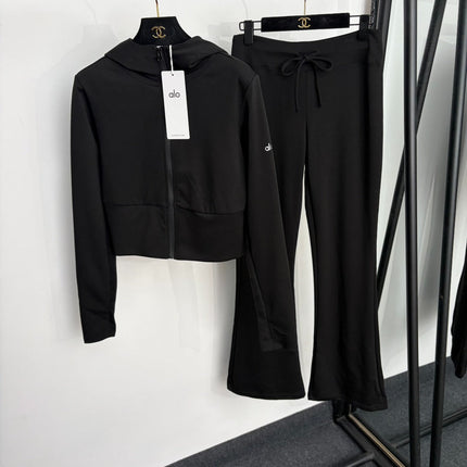 ALO 26S ZIP-UP HOODIE AND FLARED TRACK PANTS SET 299