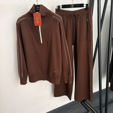 LORO PIANA 26S QUARTER-ZIP KNIT PANTS SET 995