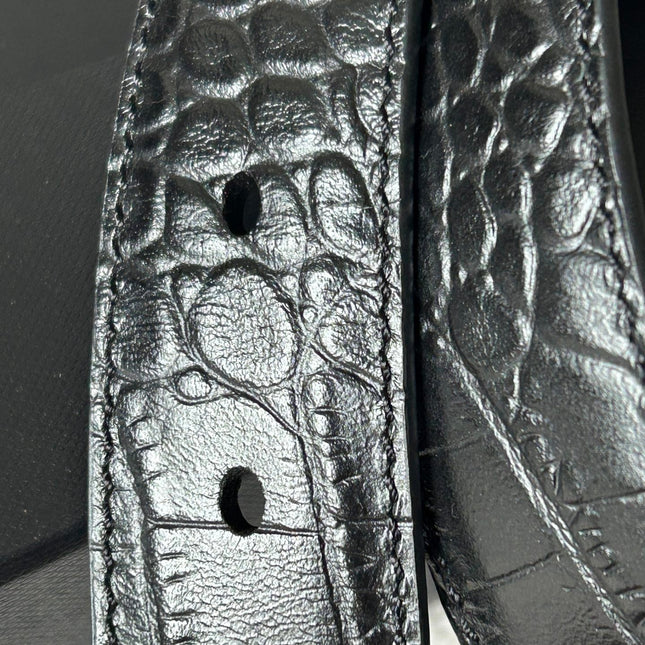 YSL 25S BELT 30 MM IN BLACK CROCODILE-EMBOSSED LEATHER 543667
