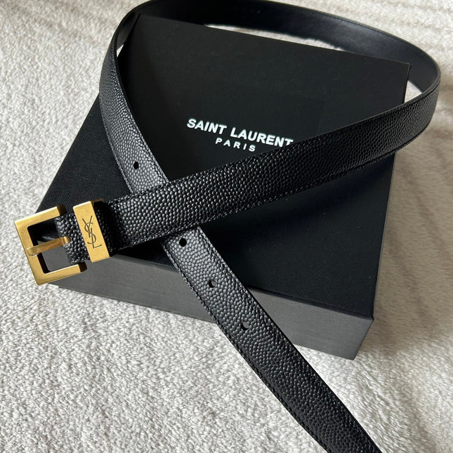 YSL 25S BELT 20 MM IN BLACK GRAINED CALFSKIN 543671