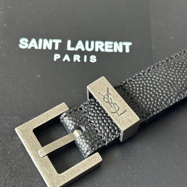 YSL 25S BELT 20 MM IN BLACK GRAINED CALFSKIN 543672