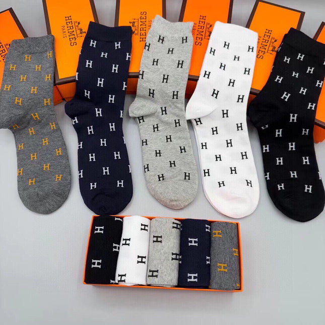 HERMES 26S CREW SOCKS 494831 (1 BOX)