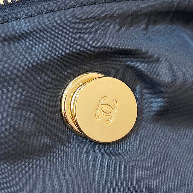CHANEL HOBO 44 IN COCONEIGE BLACK NYLON VELVET GOLD HARDWARE