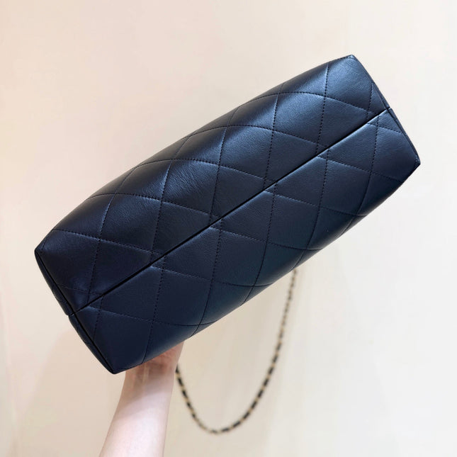 CHANEL 25S LARGE HOBO BAG 36 IN BLACK CALFSKIN GOLD HARDWARE
