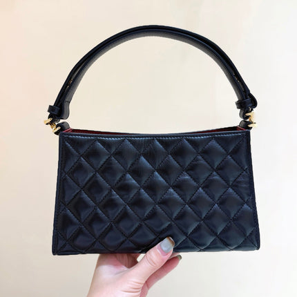 CHANEL 26S SHOULDER BAG 14 IN BLACK LAMBSKIN QUILTED