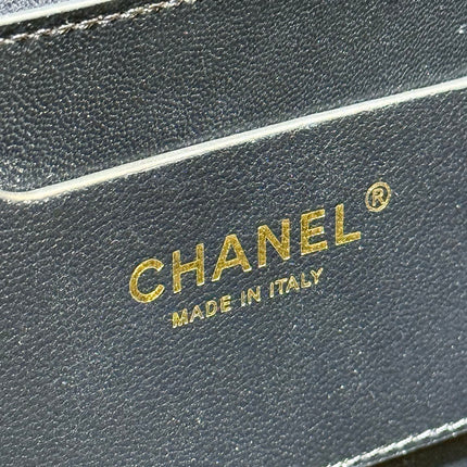 CHANEL 26S TOTE BAG 25 IN BEIGE FABRIC AND BLACK CALFSKIN