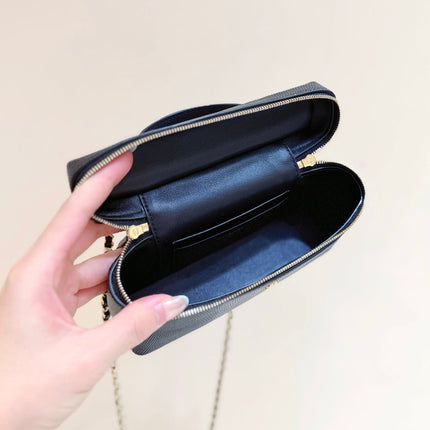 CHANEL 26S MINI BOX BAG 14 IN BLACK CALFSKIN LIZARD EMBOSSED