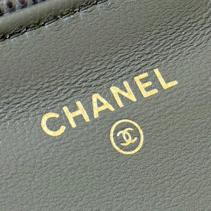 CHANEL 26S MINI TOP HANDLE BAG 9 IN GRAY CALFSKIN LIZARD EMBOSSED