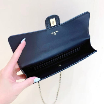 CHANEL 26S MINI TOP HANDLE BAG 9 IN BLACK CALFSKIN LIZARD EMBOSSED