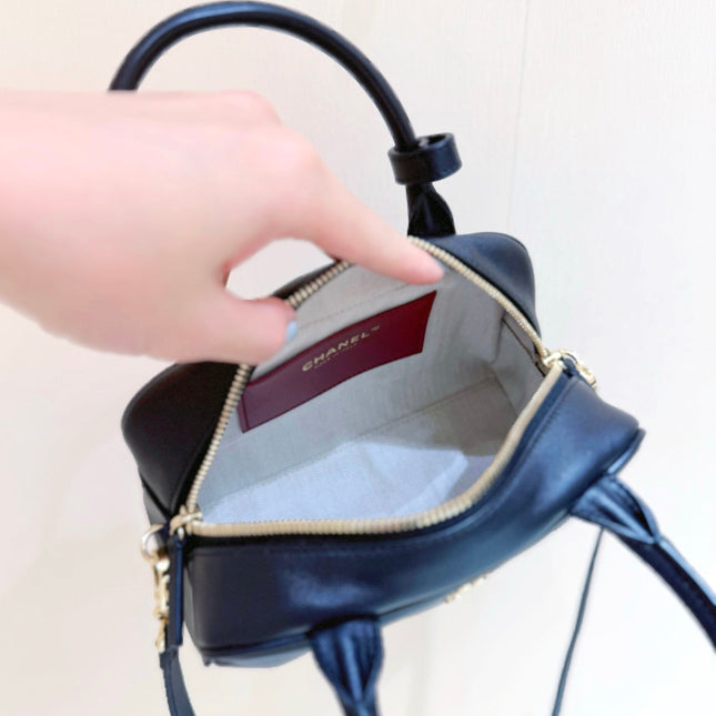 CHANEL 26S MINI BOWLING BAG 13 IN BLACK CALFSKIN