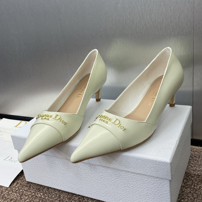 MY DD 25S HIGH HEEL 55MM IN WHITE CALFSKIN GOLD LOGO