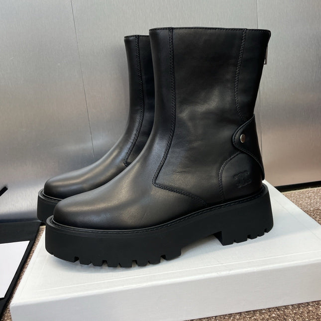 CELINE 26S ANKLE BOOTS 45 MM IN BLACK CALFSKIN