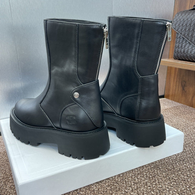 CELINE 26S ANKLE BOOTS 45 MM IN BLACK CALFSKIN