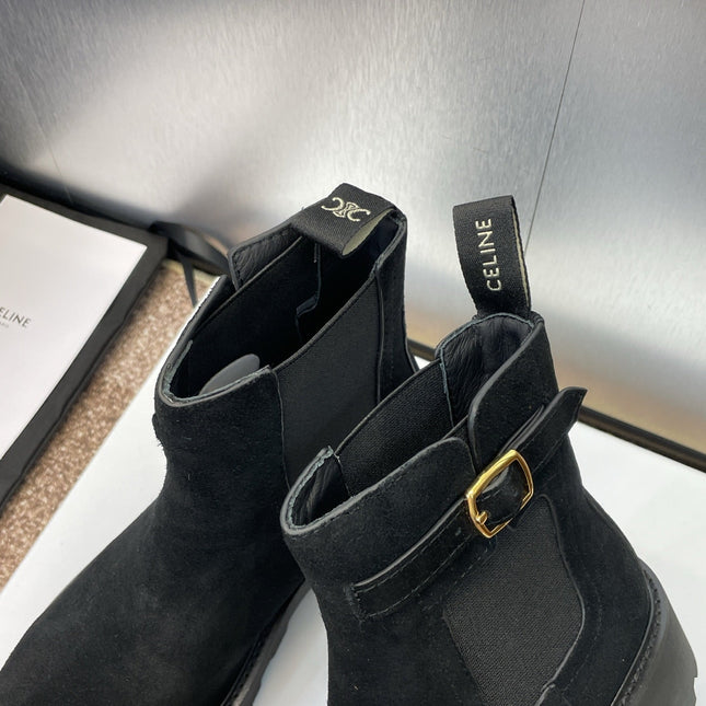 CELINE 26S ANKLE BOOTS 45 MM IN BLACK SUEDE