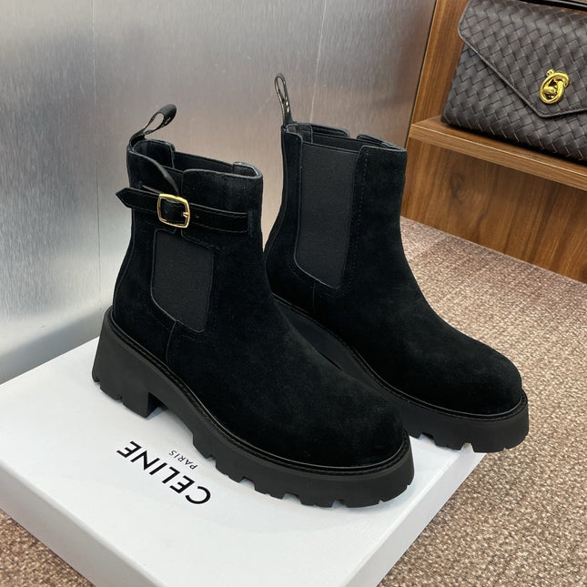 CELINE 26S ANKLE BOOTS 45 MM IN BLACK SUEDE