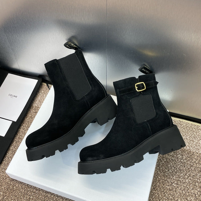 CELINE 26S ANKLE BOOTS 45 MM IN BLACK SUEDE