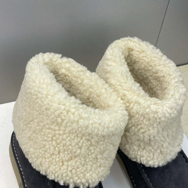 CHLOÉ 26S SHEARLING BOOTS IN CHARCOAL GREY SUEDE