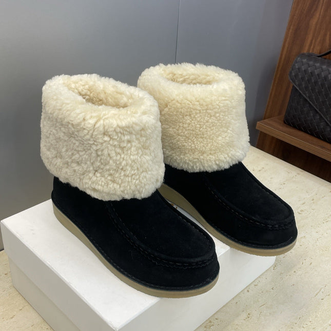 CHLOÉ 26S SHEARLING BOOTS IN BLACK SUEDE