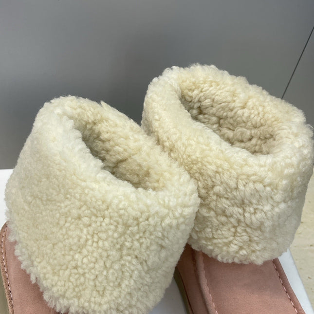 CHLOÉ 26S SHEARLING BOOTS IN LIGHT PINK SUEDE