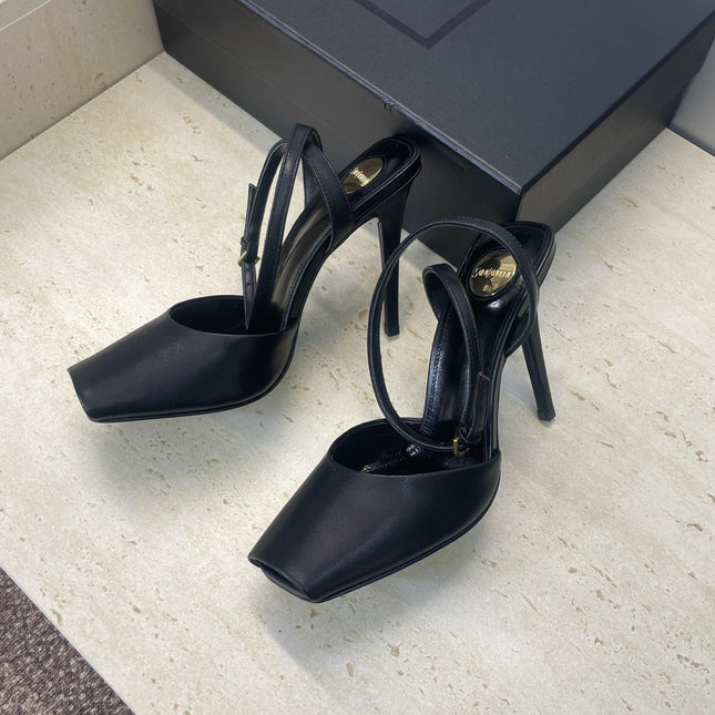 YSL 26S HEELED SANDALS 95 MM IN BLACK CALFSKIN STYLE 1