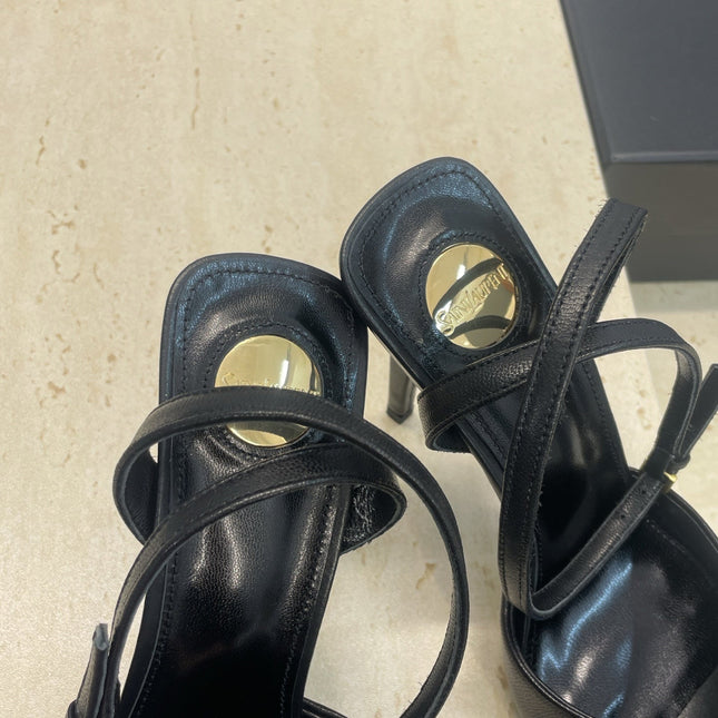YSL 26S HEELED SANDALS 95 MM IN BLACK CALFSKIN STYLE 1