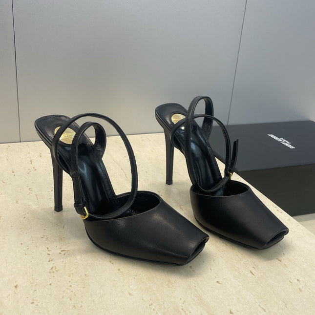 YSL 26S HEELED SANDALS 95 MM IN BLACK CALFSKIN STYLE 1