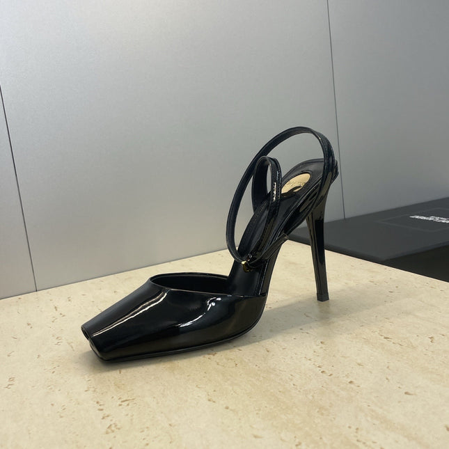 YSL 26S HEELED SANDALS 95 MM IN BLACK CALFSKIN