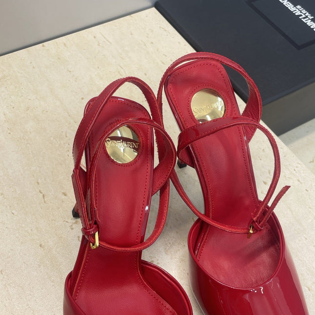 YSL 26S HEELED SANDALS 95 MM IN RED CALFSKIN