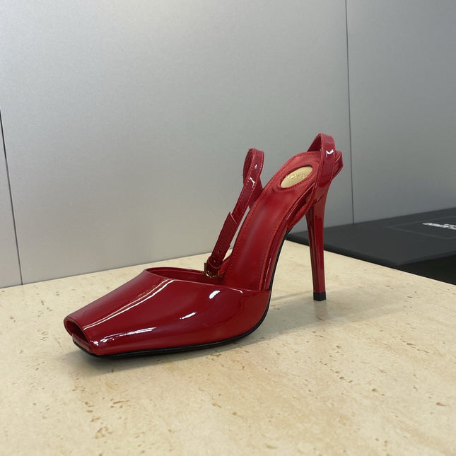 YSL 26S HEELED SANDALS 95 MM IN RED CALFSKIN
