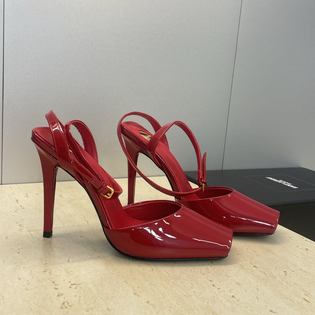 YSL 26S HEELED SANDALS 95 MM IN RED CALFSKIN