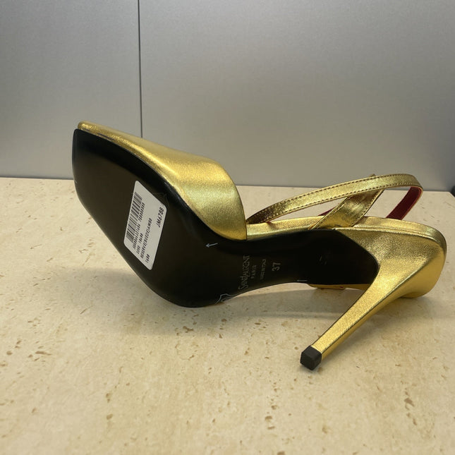 YSL 26S HEELED SANDALS 95 MM IN GOLD CALFSKIN