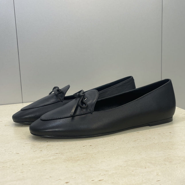 CELINE 26S BALLET FLATS IN BLACK LAMBSKIN WITH BOW