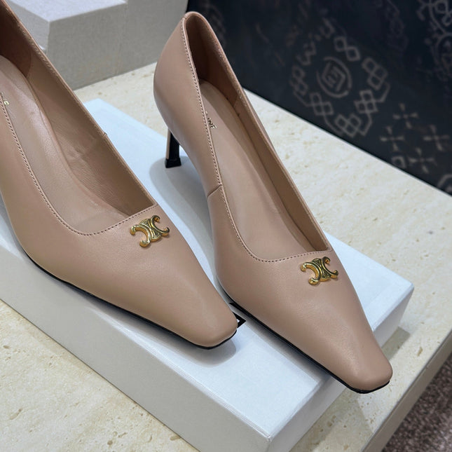 CELINE 26S HIGH HEELS 65 MM IN NUDE BEIGE CALFSKIN