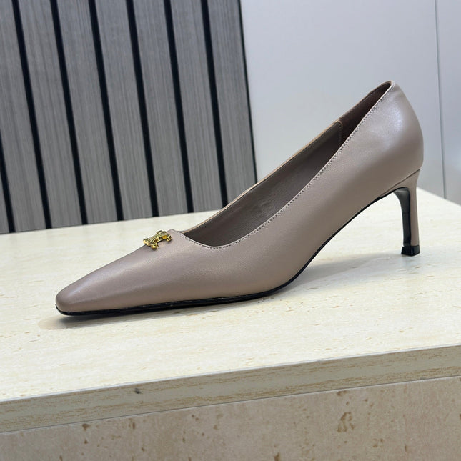 CELINE 26S HIGH HEELS 65 MM IN BEIGE GREY CALFSKIN