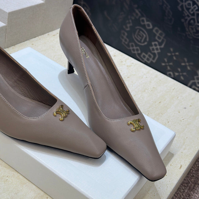 CELINE 26S HIGH HEELS 65 MM IN BEIGE GREY CALFSKIN