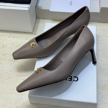 CELINE 26S HIGH HEELS 65 MM IN BEIGE GREY CALFSKIN
