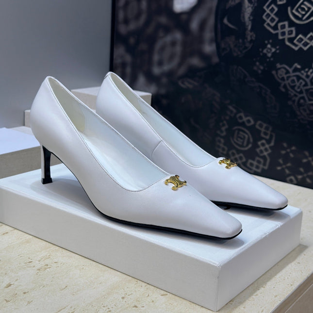 CELINE 26S HIGH HEELS 65 MM IN WHITE CALFSKIN