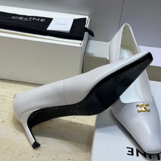 CELINE 26S HIGH HEELS 65 MM IN WHITE CALFSKIN
