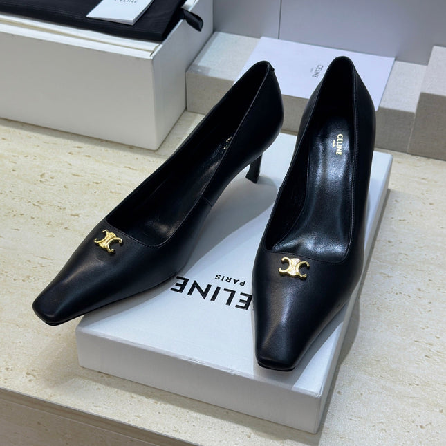 CELINE 26S HIGH HEELS 65 MM IN BLACK CALFSKIN