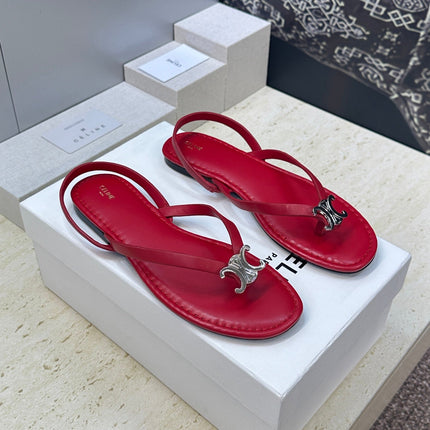 CELINE 26S THONG SANDALS IN RED CALFSKIN