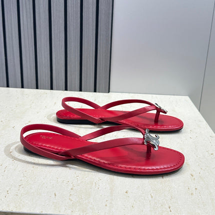 CELINE 26S THONG SANDALS IN RED CALFSKIN