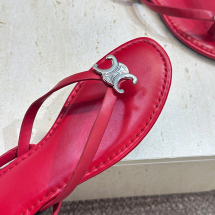CELINE 26S THONG SANDALS IN RED CALFSKIN