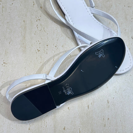 CELINE 26S THONG SANDALS IN WHITE CALFSKIN