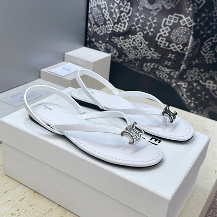 CELINE 26S THONG SANDALS IN WHITE CALFSKIN